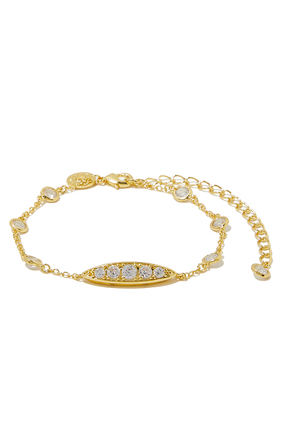 Bezel Station Bracelet, Gold-Plated Brass